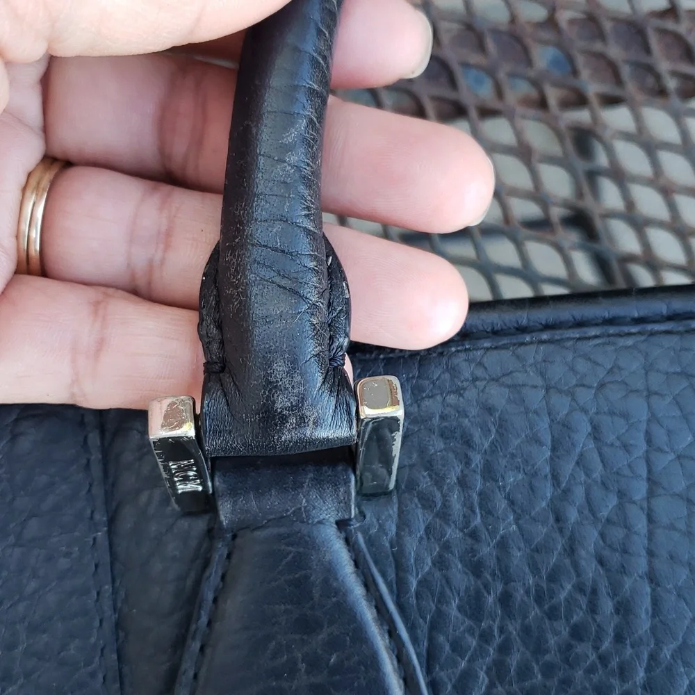 MCM Unisex Black Leather Messenger Laptop Bag Designer Convertible Professional